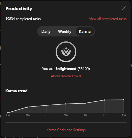 productivity screenshot from Todoist